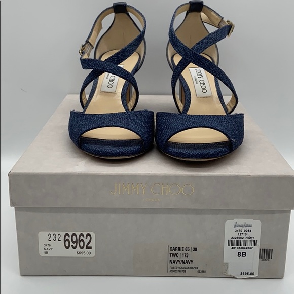 Jimmy Choo Carrie Denim Fabric & Leather Sandal 8B - Picture 2 of 9